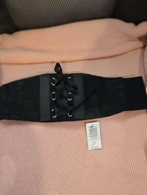 Black Lace-Up Wide Waist Belt